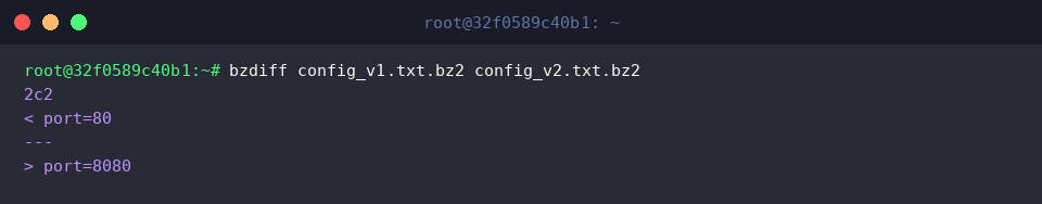 Inspect differences between two bzip2 archives using bzdiff