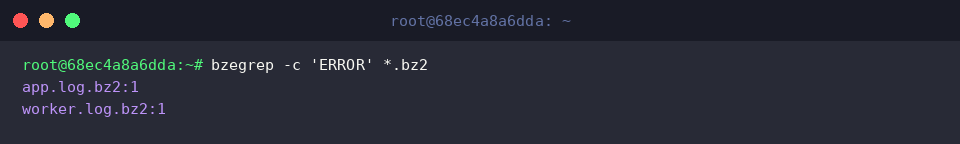Count matching occurrences per file with -c