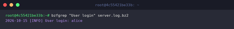 Running literal multi-word search with bzfgrep