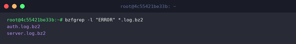 Isolating matching archive names with -l flag