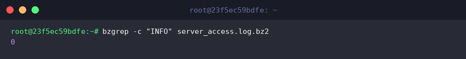 Count matched occurrences inside bz2 archive