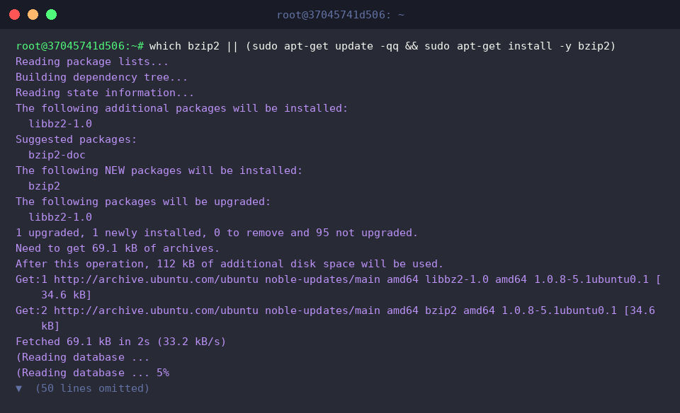 Verifying bzip2 binary and installing package