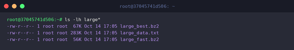 Comparing file sizes across compression presets