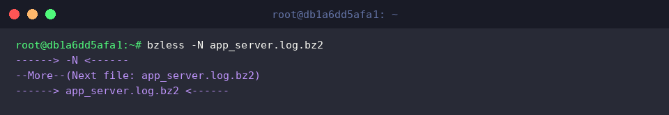 Displaying line numbers and searching patterns inside bzless