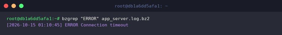 Filtering targeted error logs from a bz2 archive using bzgrep