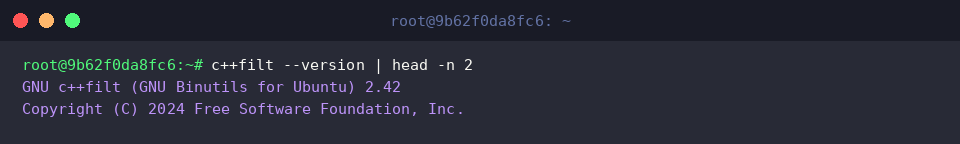 c++filt &ndash;version | head -n 2