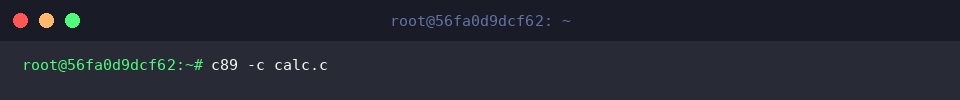 Compile calc.c into object file calc.o