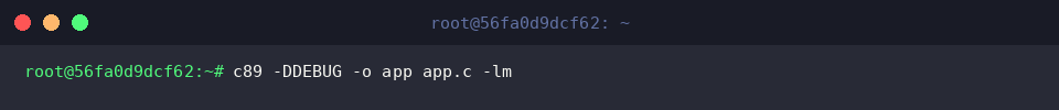 Compile app.c with -DDEBUG and -lm flags
