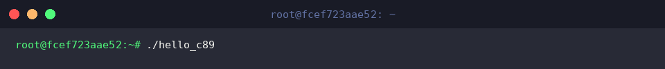 Running hello_c89 binary