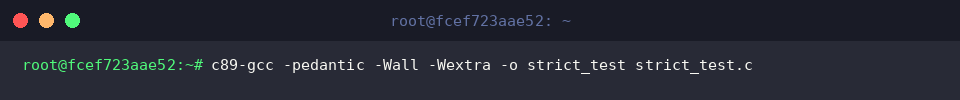 Building strict_test with pedantic, Wall, and Wextra flags