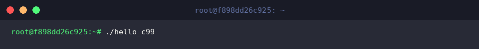 Running the compiled hello_c99 binary
