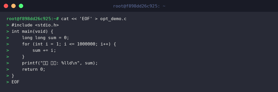 Creating opt_demo.c for loop summation benchmarking