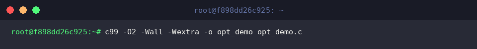 Compiling opt_demo.c with optimization and warning flags