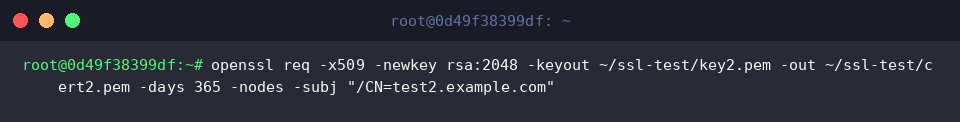 Creating second test certificate