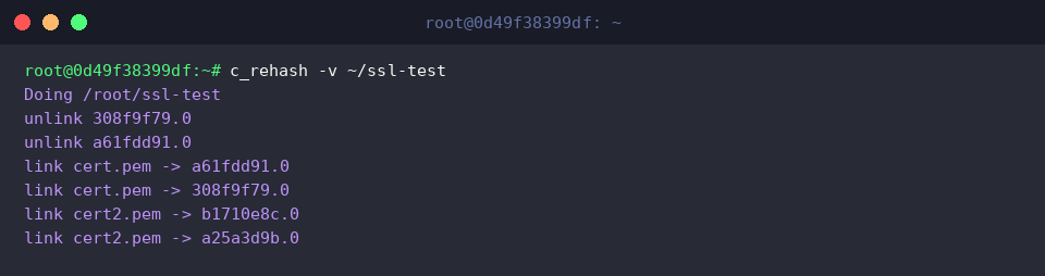 Running c_rehash in verbose mode