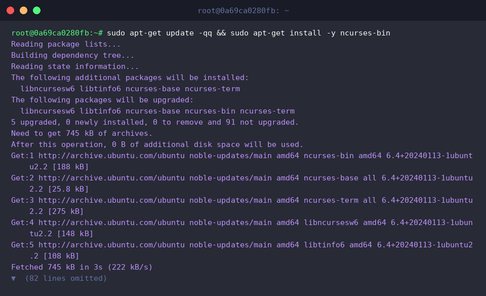 Install the ncurses binary utilities