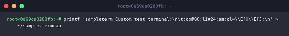 Generate sample termcap configuration
