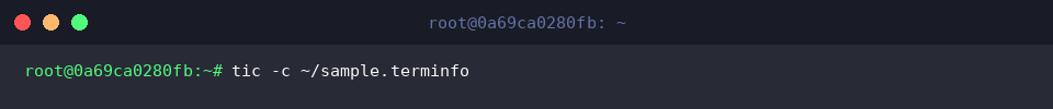 Verify terminfo syntax using tic -c