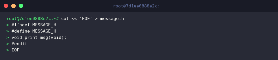 Creating header file message.h