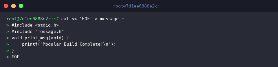 Writing implementation file message.c