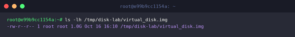 Validating the created virtual disk size