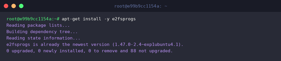 Installing e2fsprogs filesystem utilities