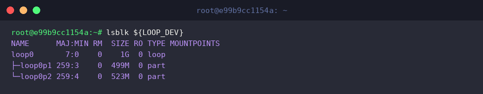 Listing loop partitions via lsblk