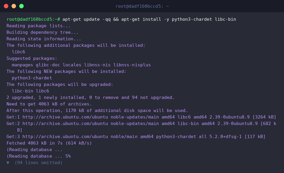 Install python3-chardet and libc-bin via APT