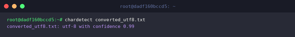 Validate converted file encoding with chardetect