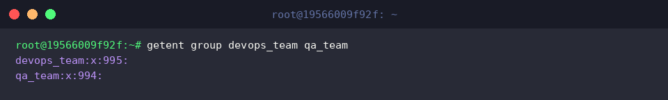 Inspecting newly registered system groups with getent
