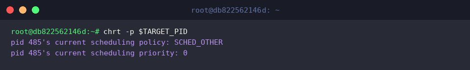 Querying current scheduling state and priority level with chrt -p