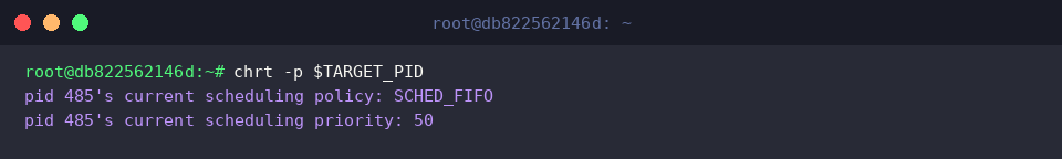 Confirming the updated SCHED_FIFO policy and priority assignment