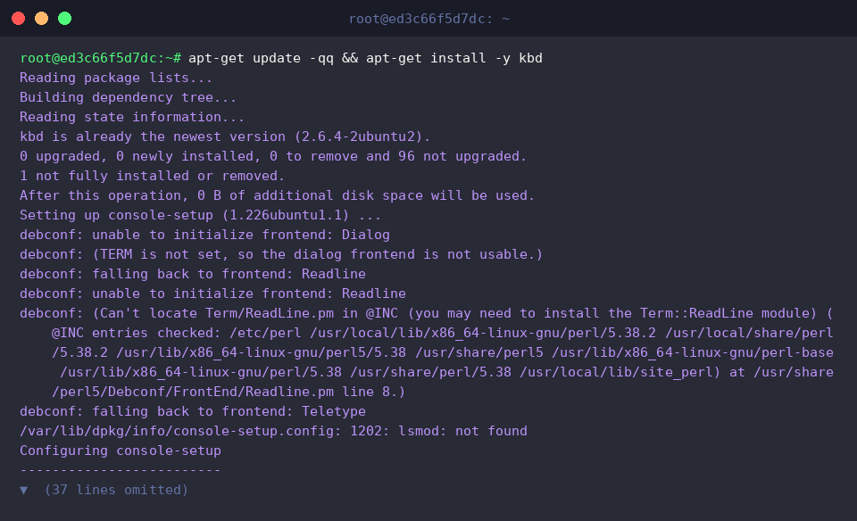 apt-get update -qq && apt-get install -y kbd