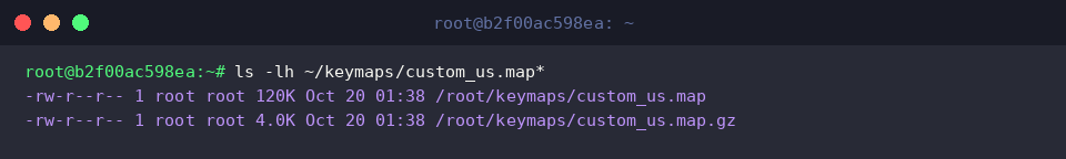 Verify keymap file sizes before and after compression