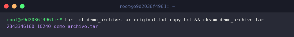 Generate a tar archive and compute its digest immediately