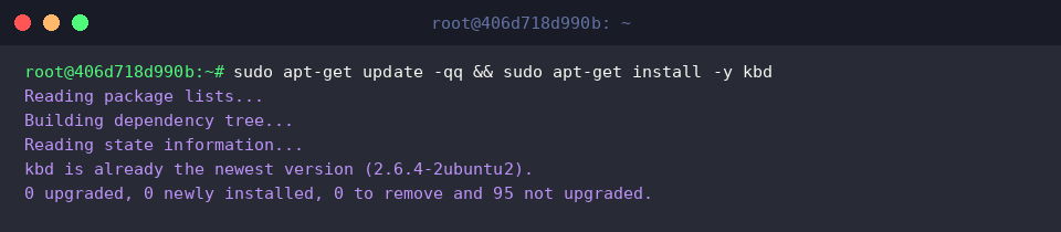Installing the kbd package via apt-get