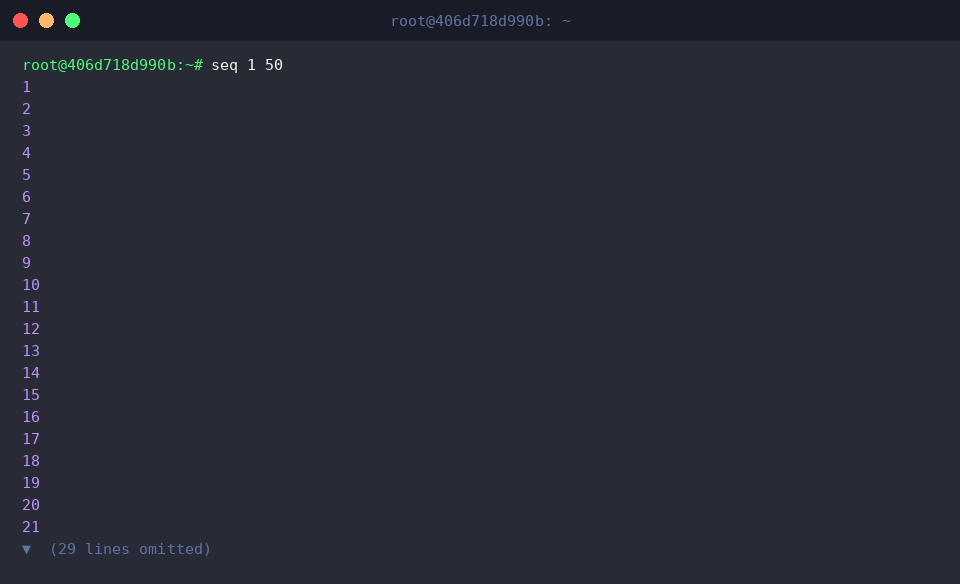 Generating terminal filler text with seq 1 50