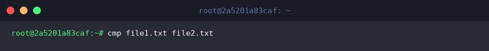 Verify identical files with cmp file1.txt file2.txt