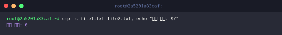 Check zero exit code on identical files