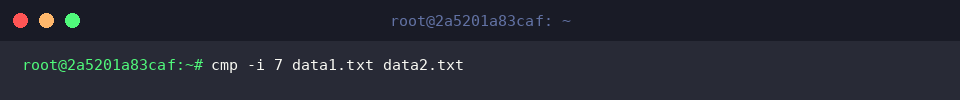 Bypass initial segment using cmp -i 7 data1.txt data2.txt