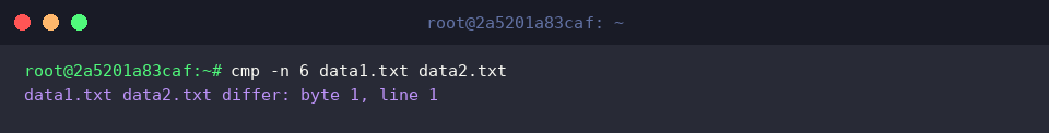 Constrain evaluation window using cmp -n 6 data1.txt data2.txt