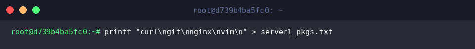 Create package manifest for server 1