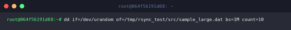 Generating a 10MB binary test file with dd