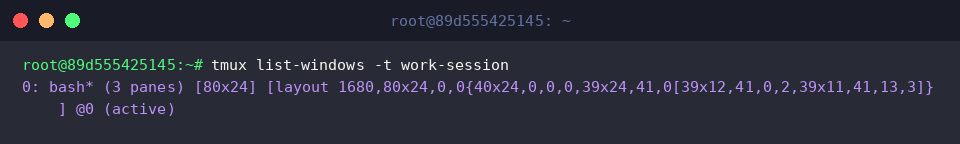 tmux list-windows -t work-session