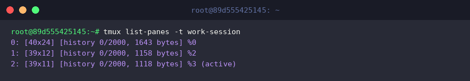 tmux list-panes -t work-session