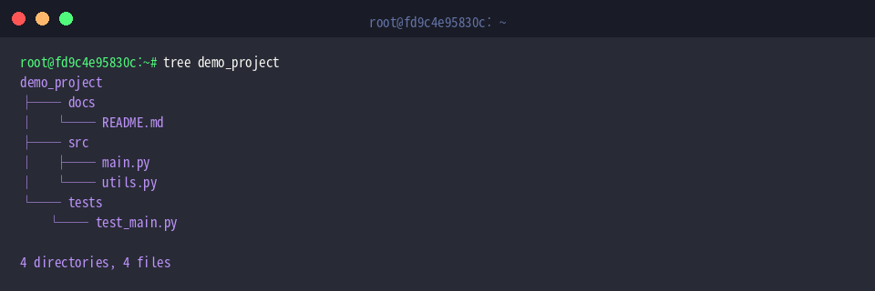 Running tree against demo_project