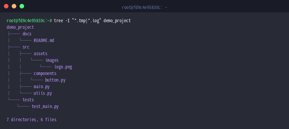 Suppressing temporary and log files with exclusion flag -I