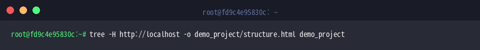 Compiling directory tree into an HTML report using -H and -o