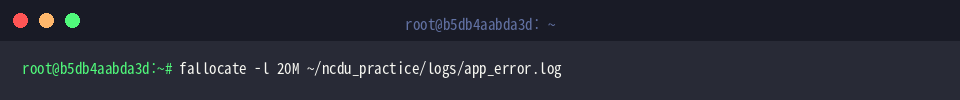 Generating dummy 20MB error log file