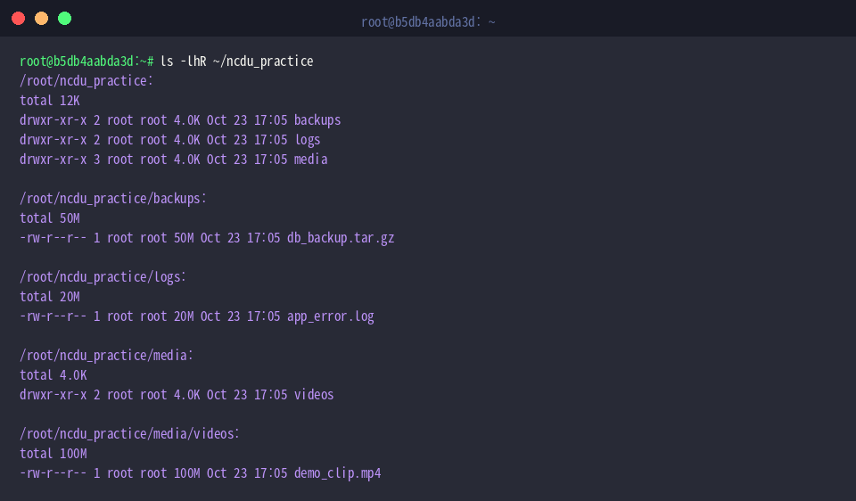 Listing sample files and directories recursively